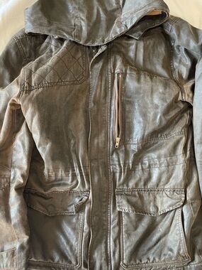 Merrell Waxed Canvas Field Jacket Hooded Military Utility Coat Quilted Accent M